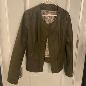 Kut from the Kloth olive green faux leather jacket
